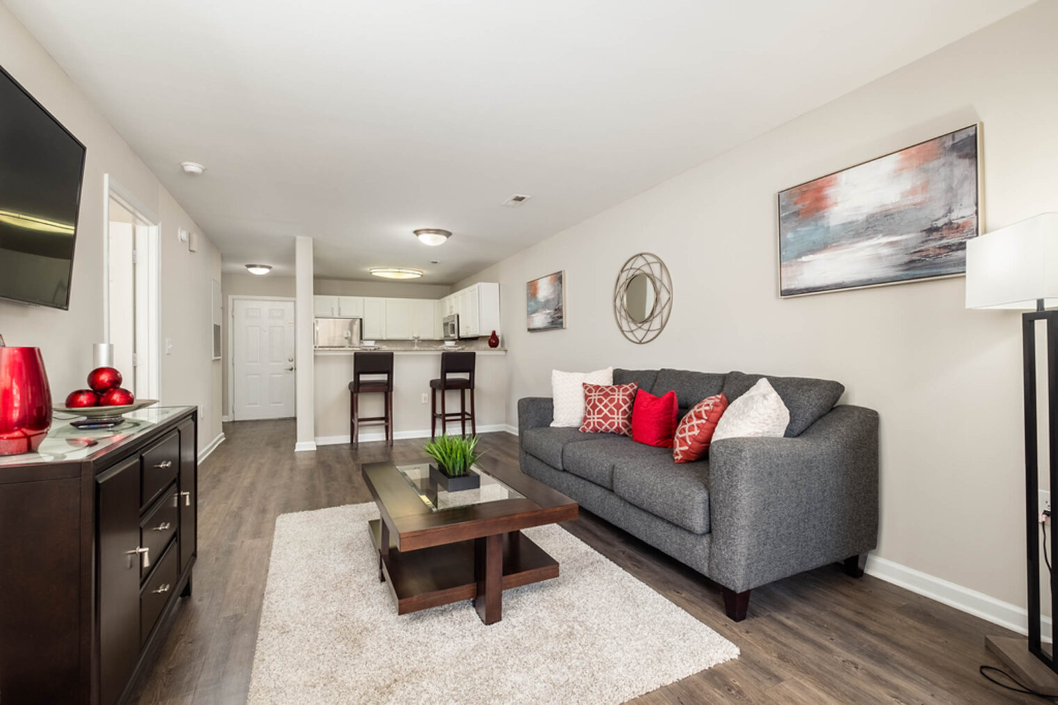 apartment living space at the ariel apartments for rent charlotte nc